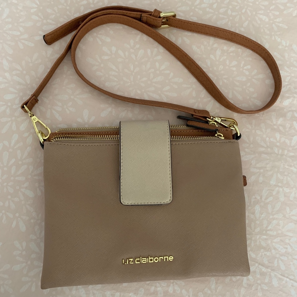 Liz Claiborne tan cross body purse